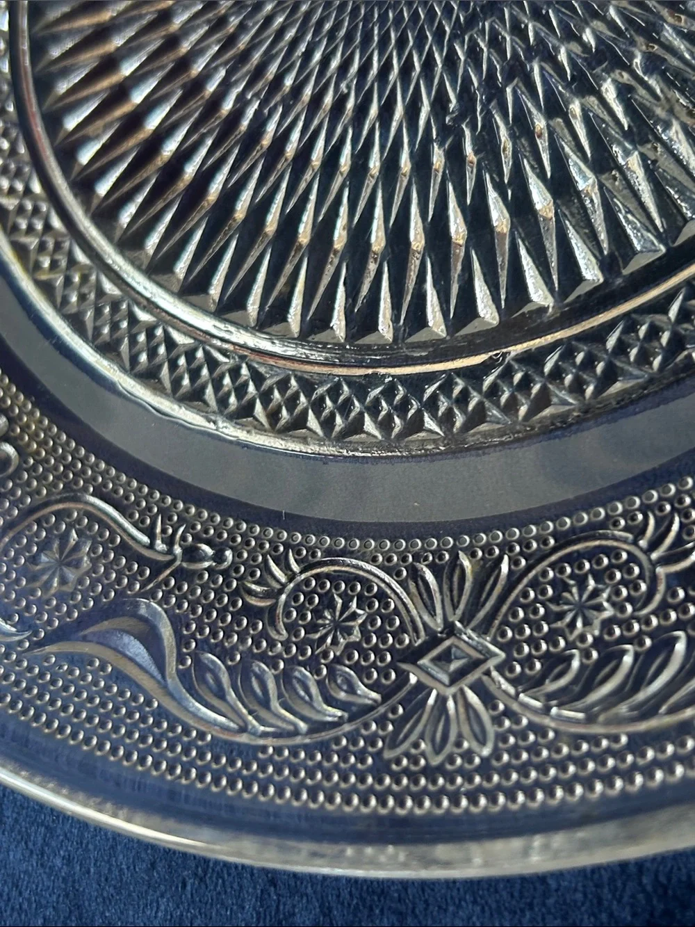 Clear Pressed Glass Serving Platter - Decorative Vintage-Inspired Design